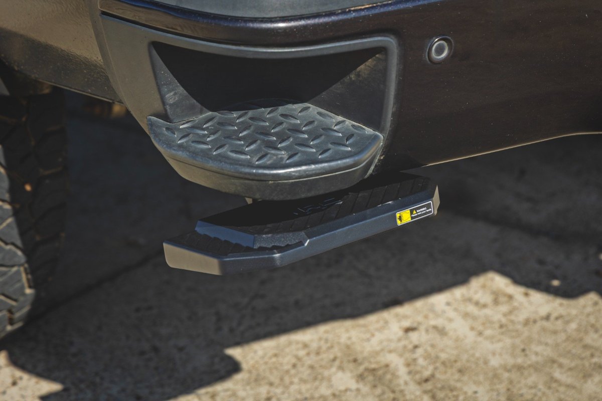 Chevrolet Silverado 3500 HD Retractable Bed Step - Rough Country - Manual, Retractable, 5-Inch Drop - '15-'19